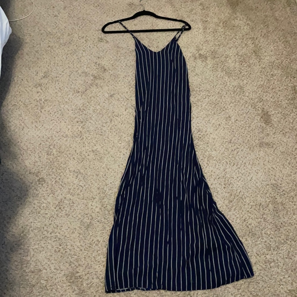 Maxi dress size small blue stripes